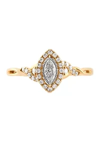 1/3 ct. t.w. Lab Grown Diamond Halo Ring in 10K Yellow Gold