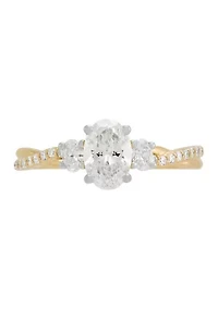 1 ct. t.w. Lab Grown Diamond Oval Center Ring in 10K Yellow Gold