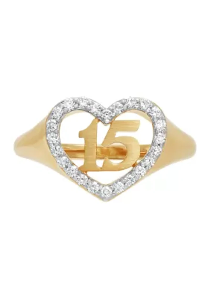 1/4 ct. t.w. Lab-Grown Diamond Heart Ring in 10K Yellow Gold