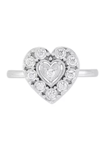 1/4 ct. t.w. Lab Grown Diamond Heart Ring in Sterling Silver