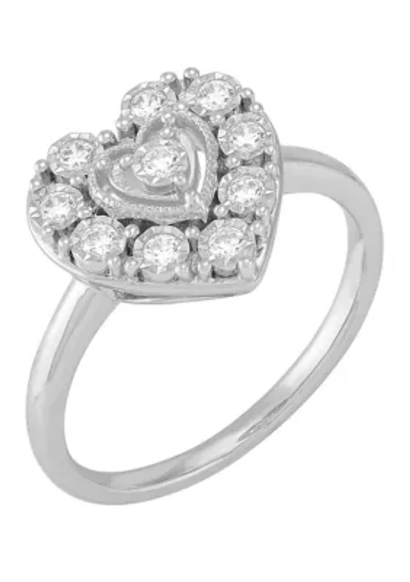 1/4 ct. t.w. Lab Grown Diamond Heart Ring in Sterling Silver