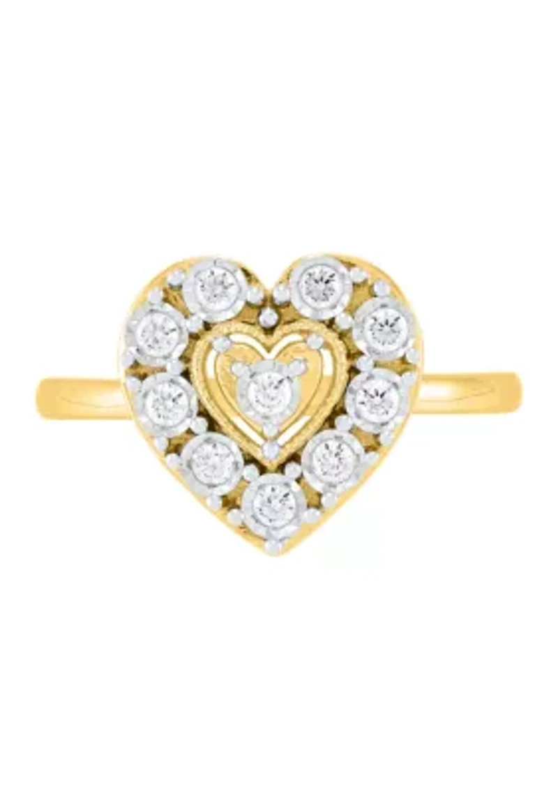 1/4 ct. t.w. Lab Grown Diamond Heart Ring in Gold Over Sterling Silver