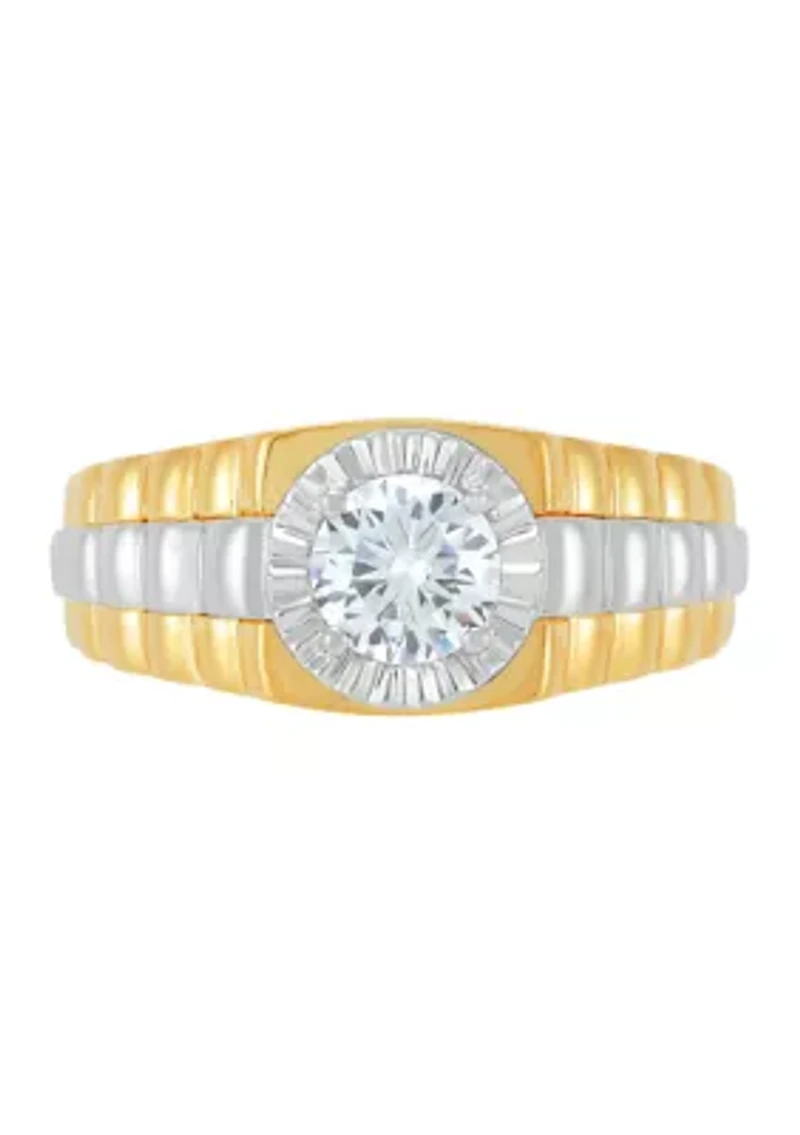 1 ct. t.w. Lab Grown Diamond Gents Ring in 10K Yellow and White Gold