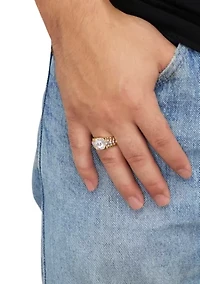 1 ct. t.w. Lab Grown Diamond Gents Ring in 10K Yellow and White Gold