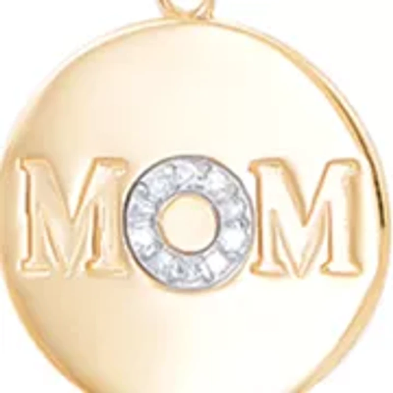 Diamond Accent Disk Pendant with 18" Cable Chain in 10K Yellow Gold