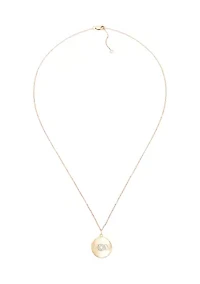 Diamond Accent Disk Pendant with 18" Cable Chain in 10K Yellow Gold