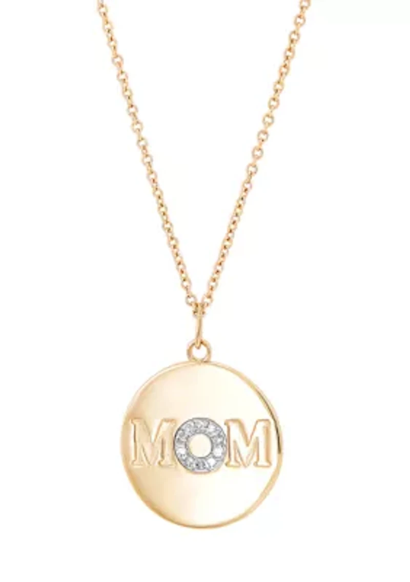 Diamond Accent Disk Pendant with 18" Cable Chain in 10K Yellow Gold