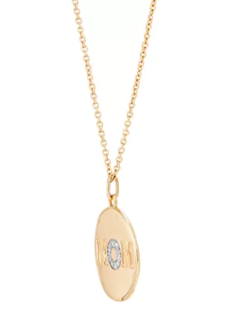 Diamond Accent Disk Pendant with 18" Cable Chain in 10K Yellow Gold