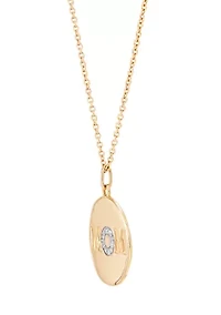 Diamond Accent Disk Pendant with 18" Cable Chain in 10K Yellow Gold