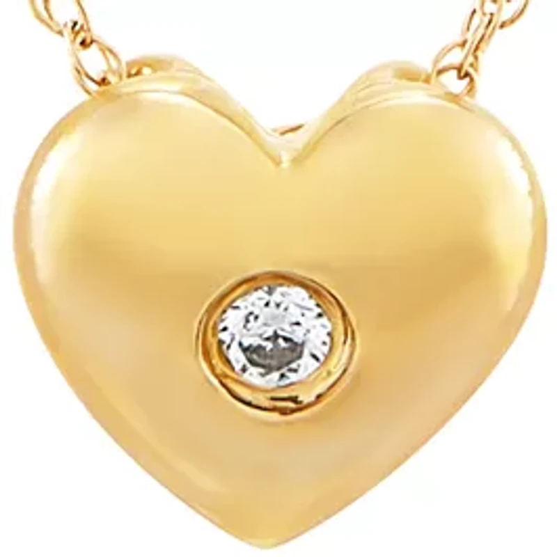  1/10 ct. t.w. Diamond Heart Pendant Necklace in 10K Yellow Gold 