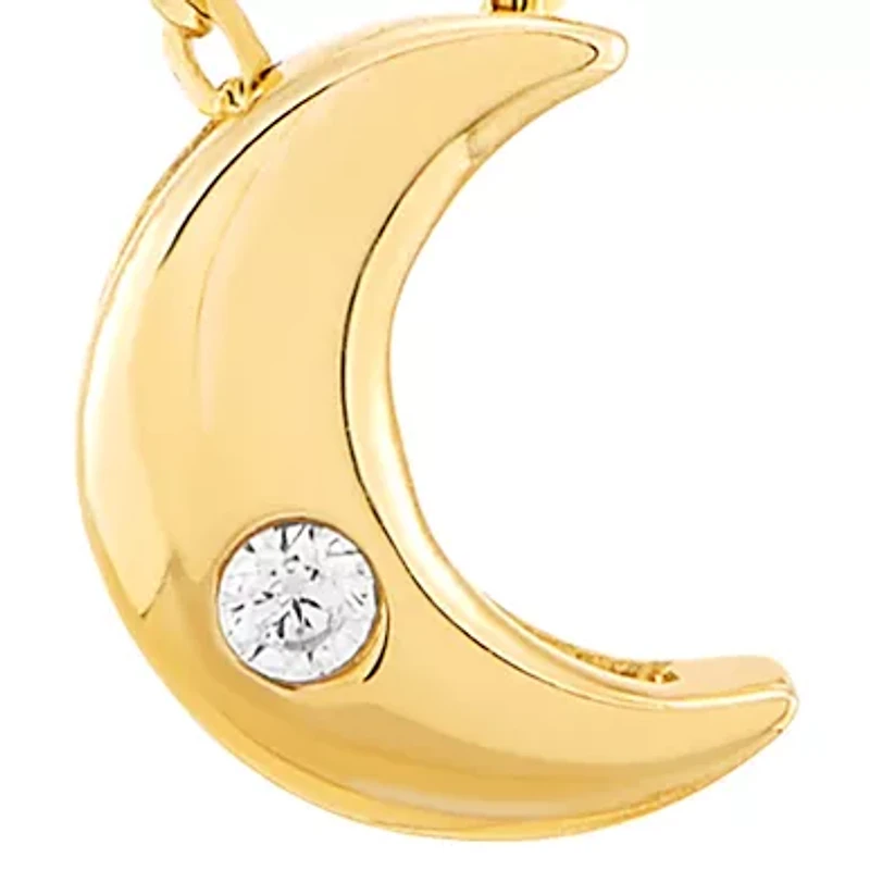 1/10 ct. t.w. Diamond Moon Pendant Necklace in 10K Yellow Gold