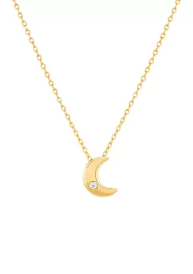 1/10 ct. t.w. Diamond Moon Pendant Necklace in 10K Yellow Gold
