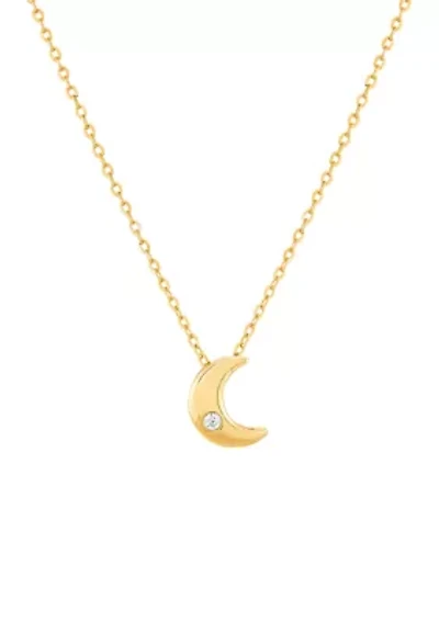 1/10 ct. t.w. Diamond Moon Pendant Necklace in 10K Yellow Gold