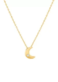 1/10 ct. t.w. Diamond Moon Pendant Necklace in 10K Yellow Gold 