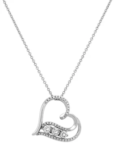 1/3 ct. t.w. Diamond Heart Pendant Necklace with 18" Cable Chain in 10K White Gold