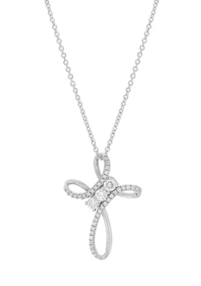 3/8 ct. t.w. Diamond Pendant with 18" Cable Chain in 10K White Gold