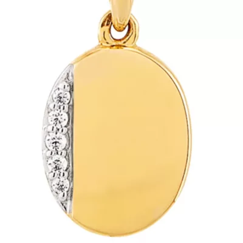 1/10 ct. t.w. Diamond Oval Pendant Necklace in 10K Yellow Gold