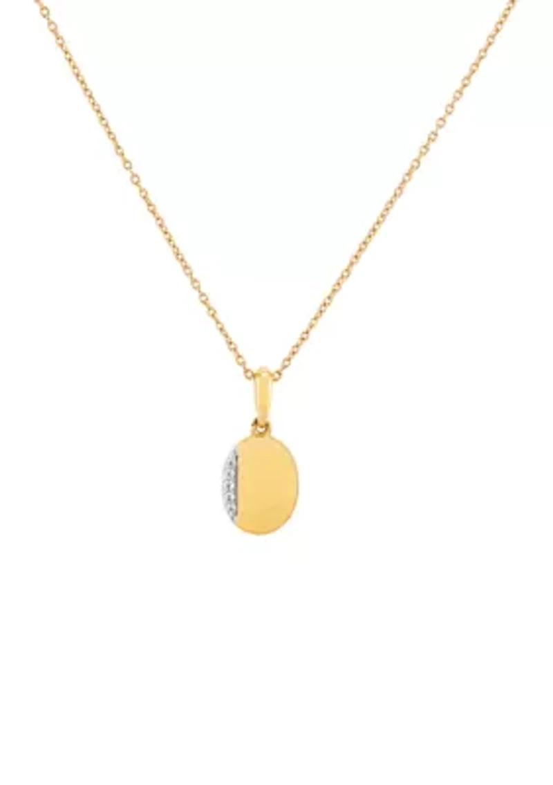 1/10 ct. t.w. Diamond Oval Pendant Necklace in 10K Yellow Gold
