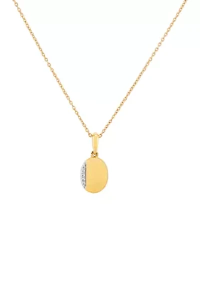 1/10 ct. t.w. Diamond Oval Pendant Necklace in 10K Yellow Gold