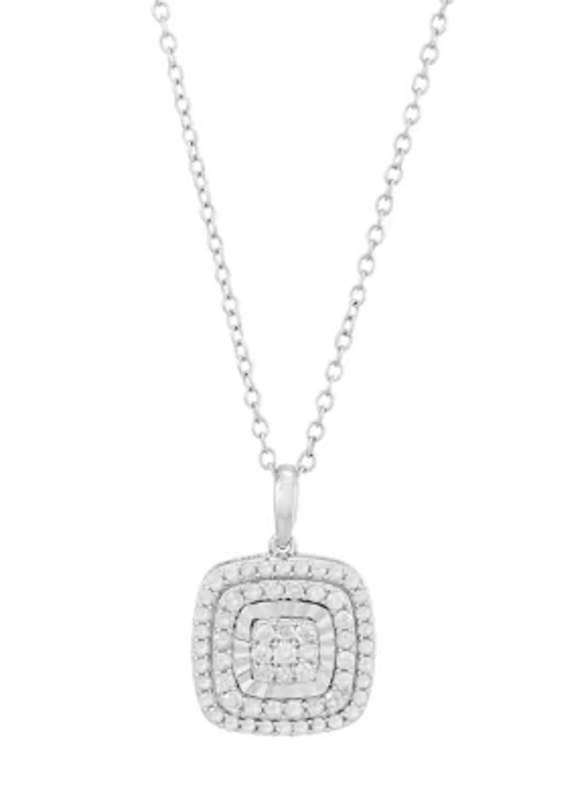 1/2 ct. t.w. Square Diamond Pendant Necklace in Sterling Silver