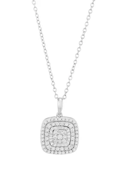 1/2 ct. t.w. Square Diamond Pendant Necklace in Sterling Silver