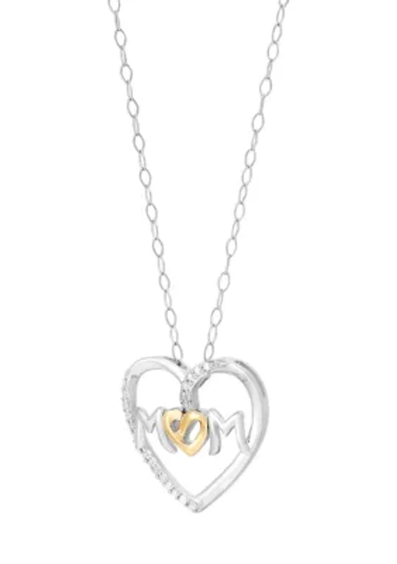 1/10 ct. t.w. Diamond Mom Pendant with 18" Cable Chain in Sterling Silver and 10K Yellow Gold