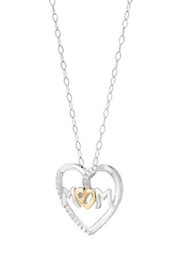 1/10 ct. t.w. Diamond Mom Pendant with 18" Cable Chain in Sterling Silver and 10K Yellow Gold