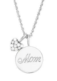 1/10 ct. t.w. Diamond Mom and Heart Pendant with 18" Rope Chain in Sterling Silver