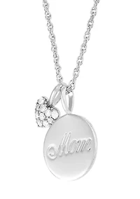 1/10 ct. t.w. Diamond Mom and Heart Pendant with 18" Rope Chain in Sterling Silver