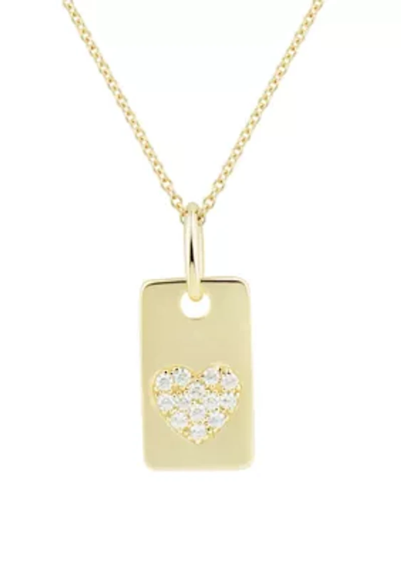 1/10 ct. t.w. Diamond Heart Necklace in 10K Yellow Gold with 17" Cable Chain