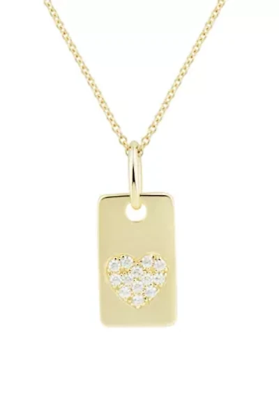 1/10 ct. t.w. Diamond Heart Necklace in 10K Yellow Gold with 17" Cable Chain
