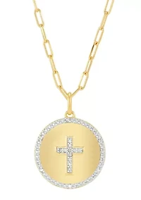 1/10 ct. t.w. Circle Pendant Necklace with 20" Paperclip Chain in Gold over Sterling Silver