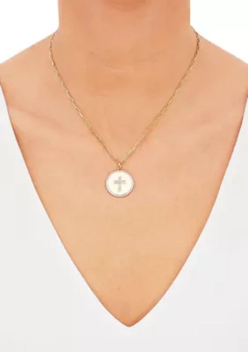 1/10 ct. t.w. Circle Pendant Necklace with 20" Paperclip Chain in Gold over Sterling Silver