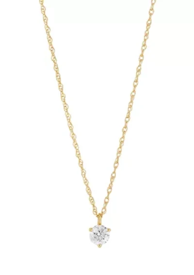 1/4 ct. t.w. Diamond Solitaire Necklace in 14K Yellow Gold with 18" Rope Chain