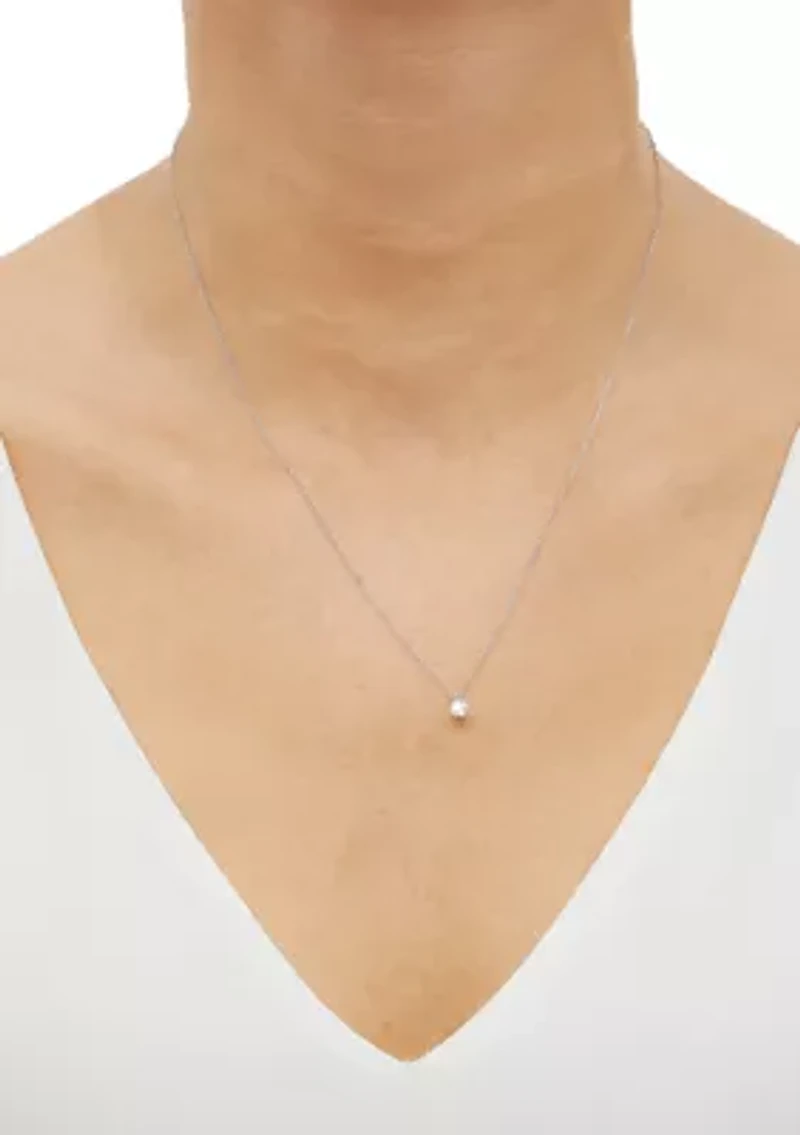 1/4 ct. t.w. Diamond Solitaire Necklace in 14K White Gold with 18" Rope Chain