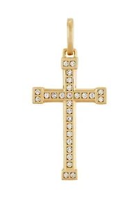 1/4 ct. t.w. Lab Created Diamond Gents Cross Pendant Necklace with 18" Curb Chain in 10K Yellow Gold