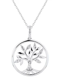 1/10 ct. t.w. Lab Grown Diamond Family Tree Pendant Necklace with 18'' Cable Chain in Sterling Silver
