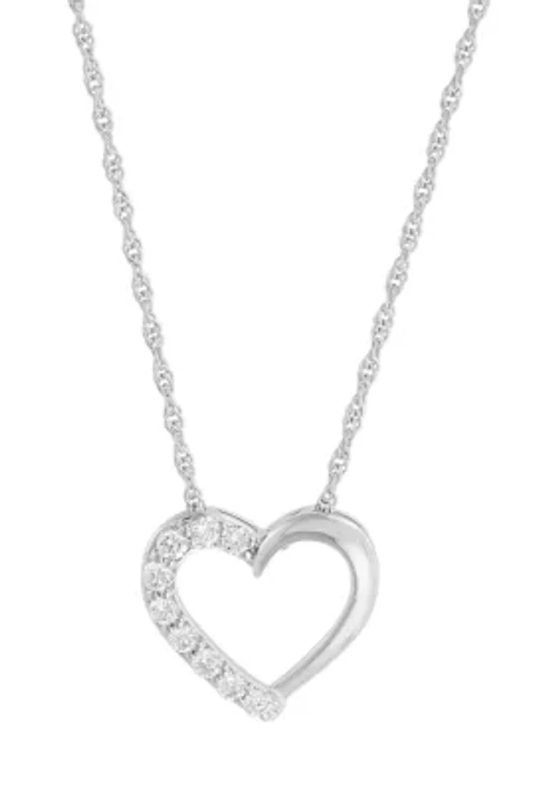 1/4 ct. t.w. Lab Grown Diamond Heart Pendant with 18" Rope Chain in Sterling Silver