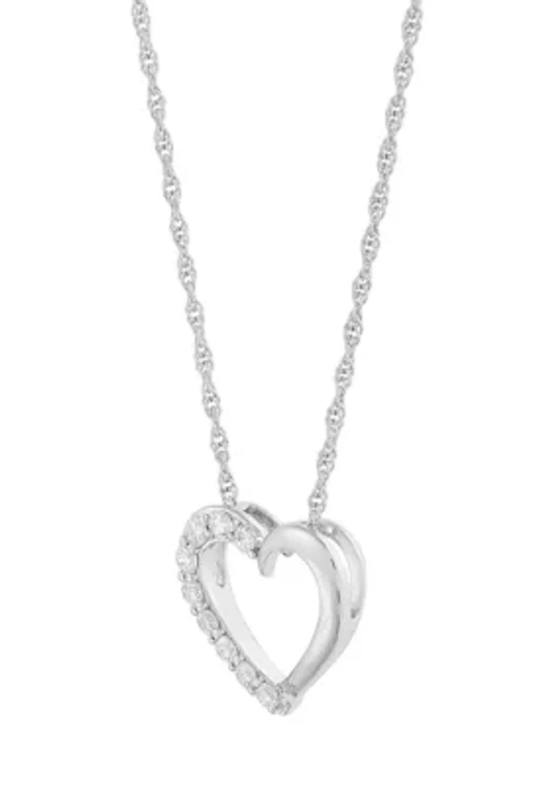 1/4 ct. t.w. Lab Grown Diamond Heart Pendant with 18" Rope Chain in Sterling Silver