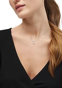 1/4 ct. t.w. Lab Grown Diamond Heart Pendant with 18" Rope Chain in Sterling Silver