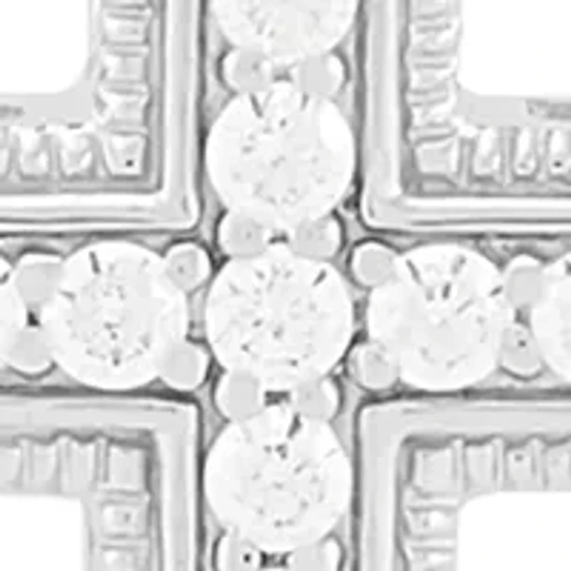 1/4 ct. t.w. Lab Grown Diamond Cross Pendant Necklace with 18" Cable Chain in Sterling Silver   