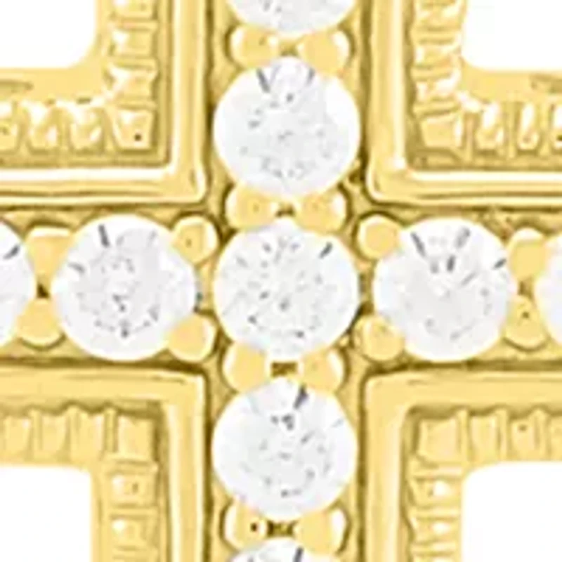 1/4 ct. t.w. Lab Grown Diamond Cross Pendant with 18'' Cable Chain in Gold over Sterling Silver