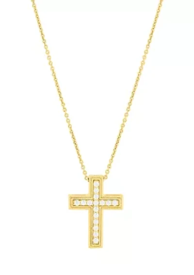1/4 ct. t.w. Lab Grown Diamond Cross Pendant with 18'' Cable Chain in Gold over Sterling Silver