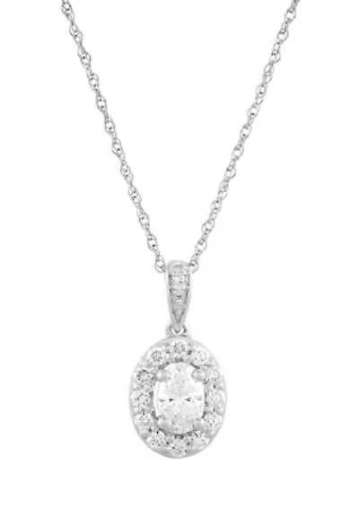 1/2 ct. t.w. Lab Grown Diamond Pendant with 18" Cable Chain in 10K White Gold