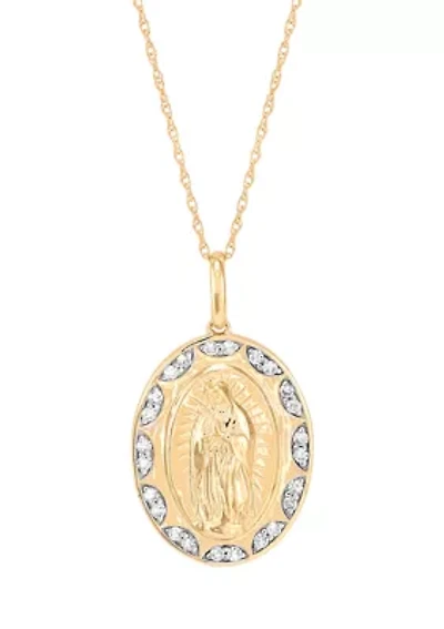 1/5 ct. t.w. Lab Grown Diamond Guadalupe Pendant with 18" Rope Chain in 10K Yellow Gold