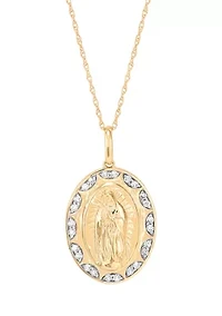 1/5 ct. t.w. Lab Grown Diamond Guadalupe Pendant with 18" Rope Chain in 10K Yellow Gold