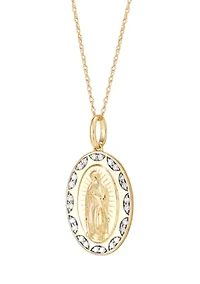 1/5 ct. t.w. Lab Grown Diamond Guadalupe Pendant with 18" Rope Chain in 10K Yellow Gold