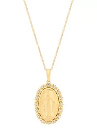 1/10 ct. t.w. Lab-Grown Diamond Virgin Mary Pendant Necklace with 18" Rope Chain in 10K Yellow Gold