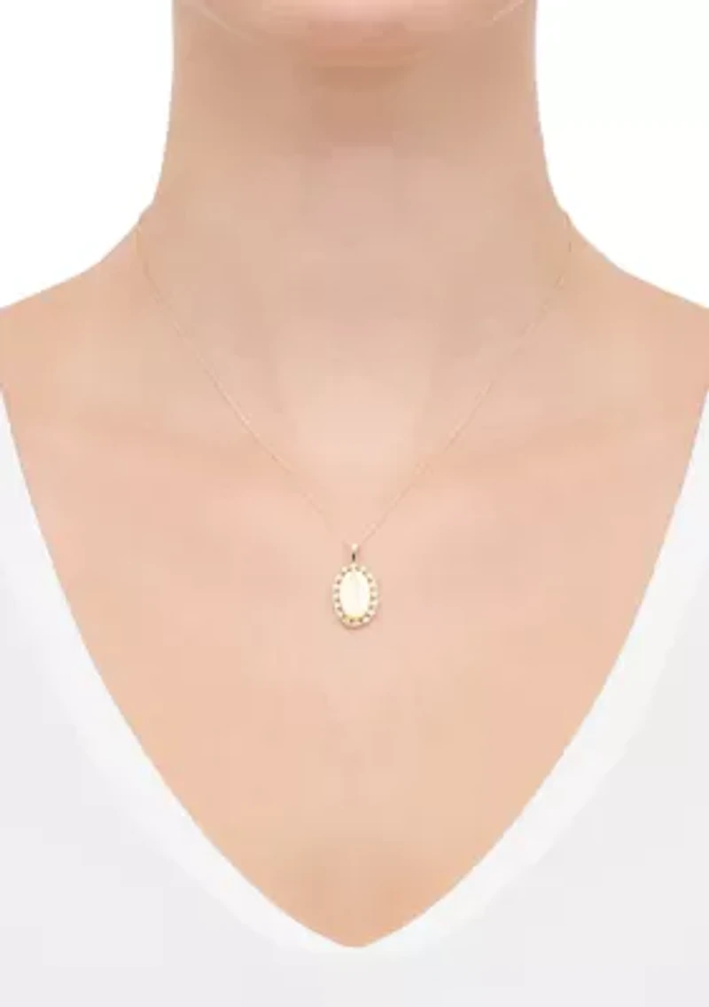 1/10 ct. t.w. Lab-Grown Diamond Virgin Mary Pendant Necklace with 18" Rope Chain in 10K Yellow Gold