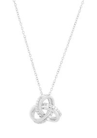  1/5 ct. t.w. Lab Grown Diamond Love Knot Pendant with 18" Cable Chain in Sterling Silver